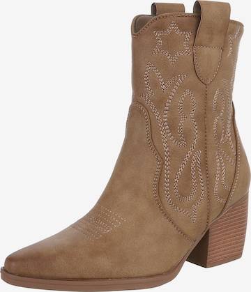 Ital-Design Cowboystiefel in Braun: Vorderseite