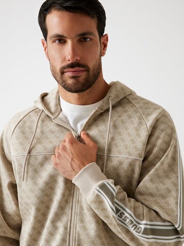 GUESS Zip-Up Hoodie in Brown