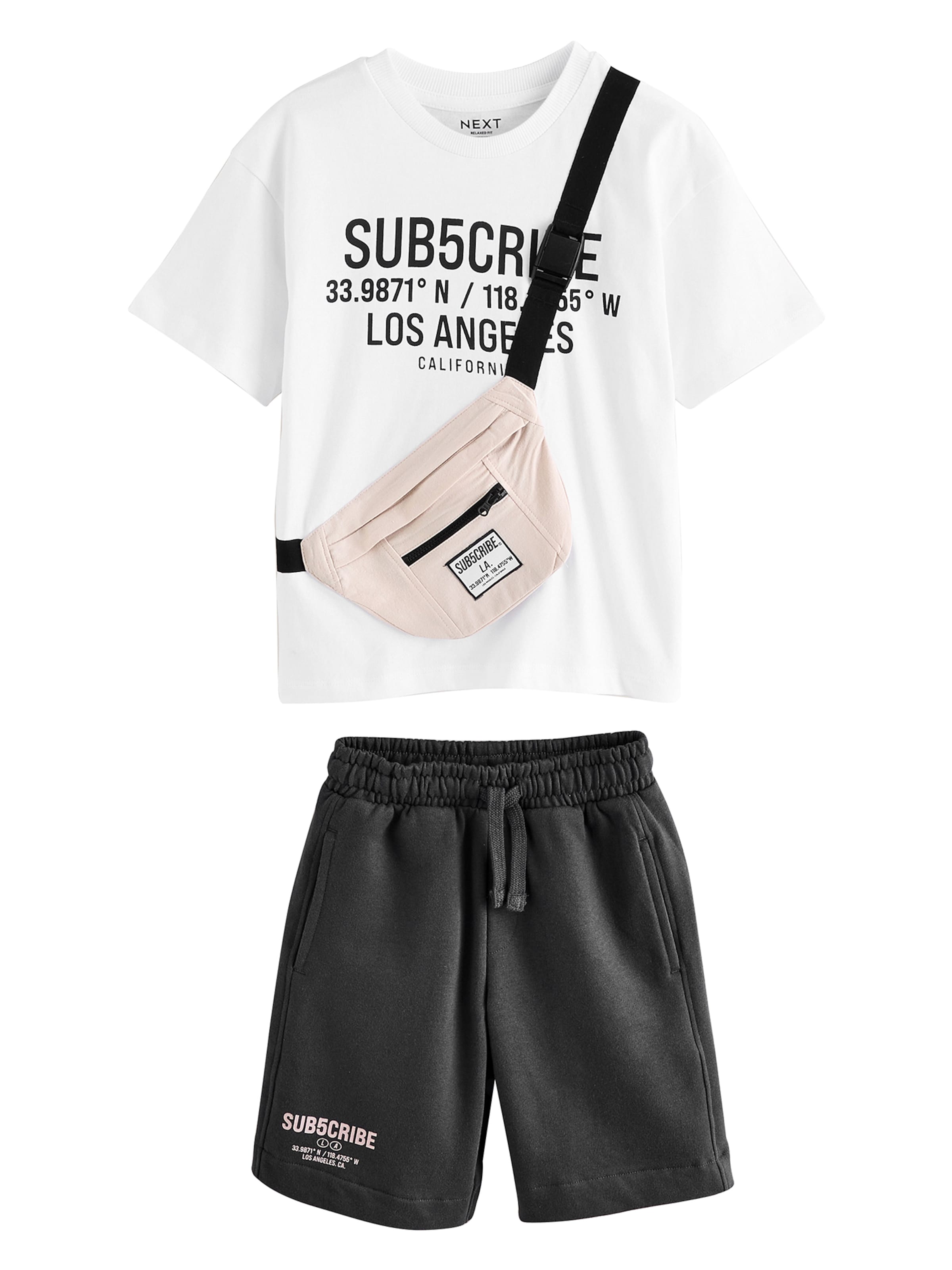 Next Комплект 'Sub5cribe' в черно: отпред