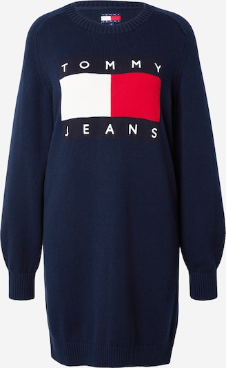 XS-S dydžio Megzta suknelė iš Tommy Jeans, spalva – tamsiai mėlyna / raudona / balta, Prekių apžvalga