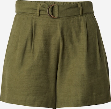 Springfield Regular Plissert bukse i grønn: forside