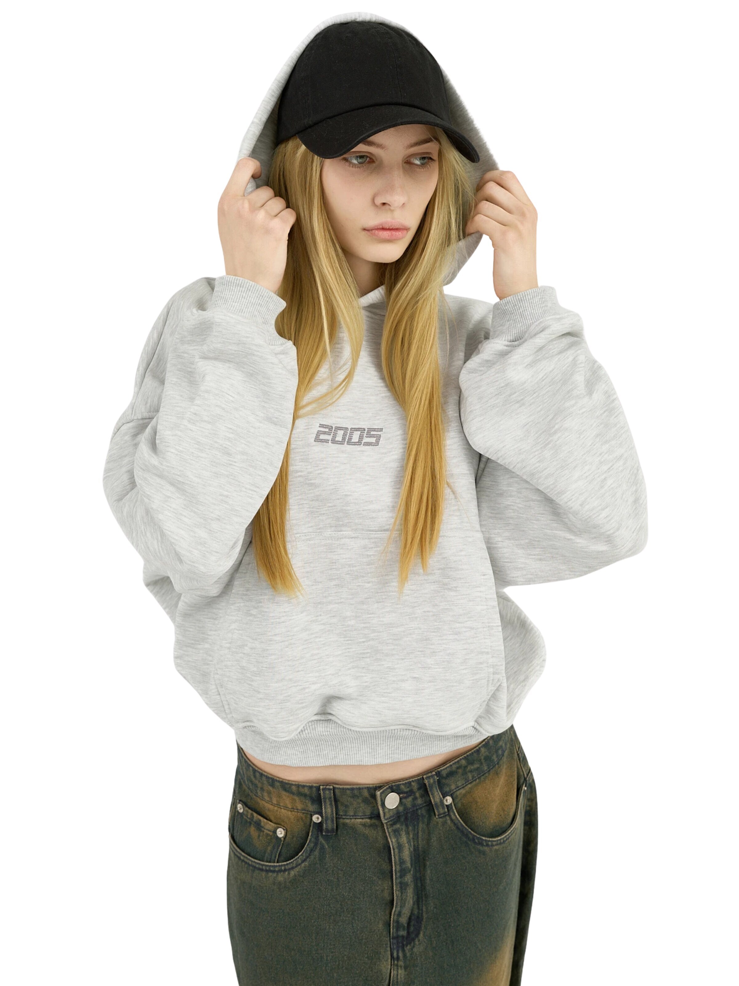 2005 Bluzka sportowa 'Classic Logo Hoodie - Heather Grey' w kolorze szary: przód