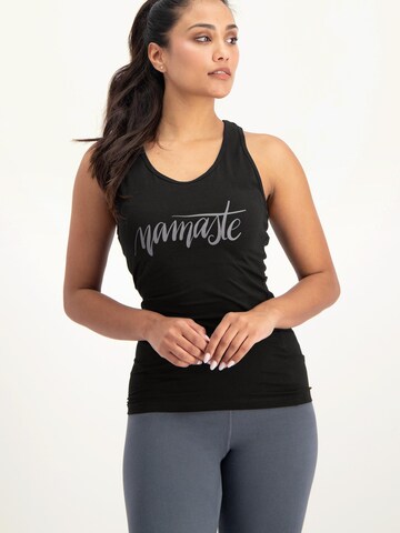 Urban Goddess Yoga & Activewear Sporttop 'Namaste Core Yoga & Pilates' in Schwarz: Vorderseite