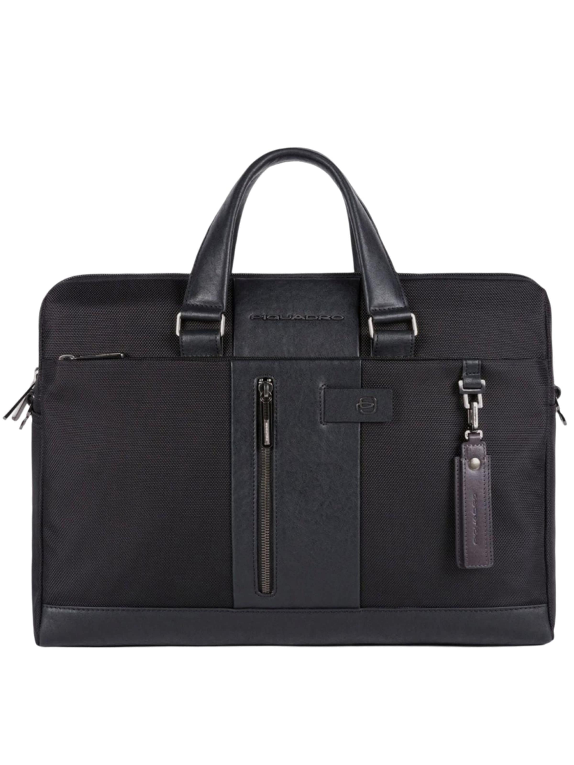 Piquadro - Cartera maletín en negro: frente