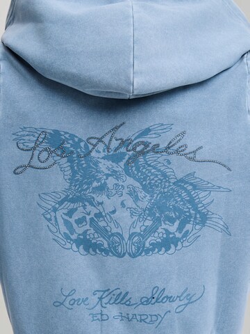 Ed Hardy Tepláková bunda 'Stay True' - Modrá