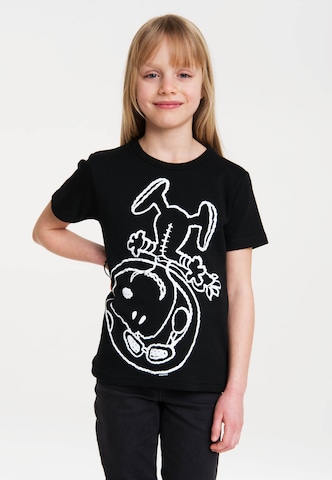 LOGOSHIRT Shirt 'Snoopy-Astronaut' in Black: front