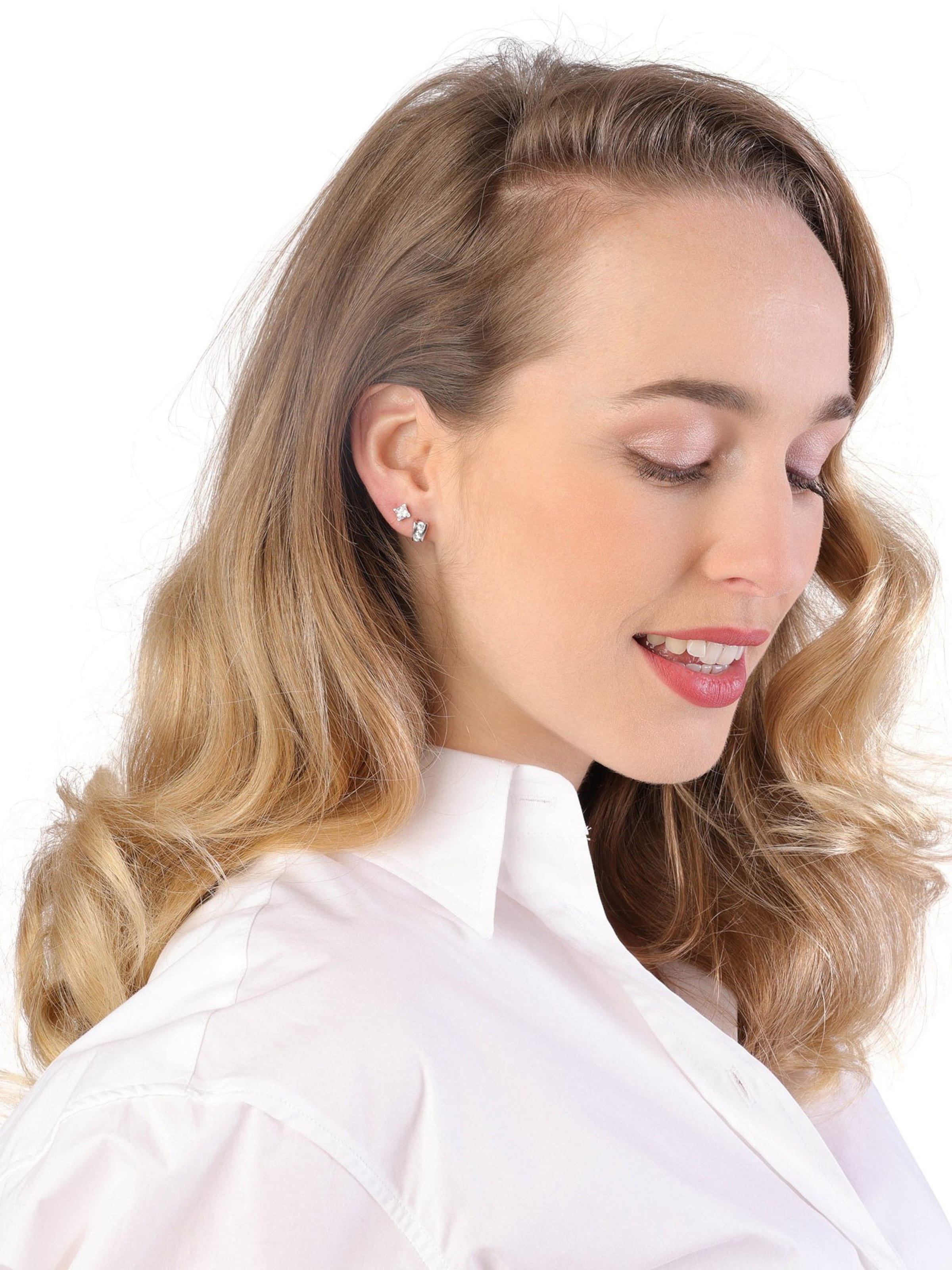 Boucles d'oreilles Lucardi en argent : devant