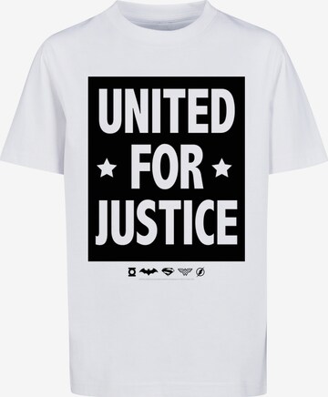Maglietta 'DC Comics Justice League United For Justice' di F4NT4STIC in bianco: frontale