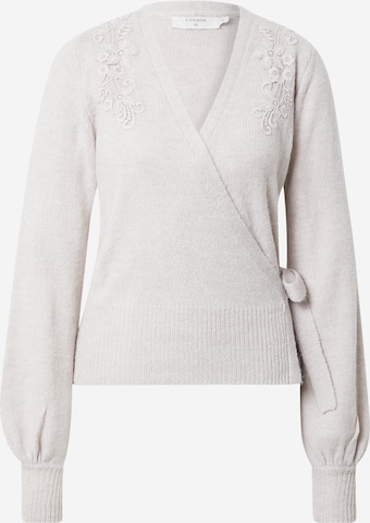 Cream Knit Cardigan 'Miliana' in Grey: front