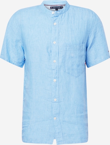 TOMMY HILFIGER - Ajuste regular Camisa 'MANDARIN' en azul: frente