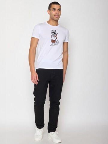 GREENBOMB Shirt 'Animal Raccoon Hike' in White