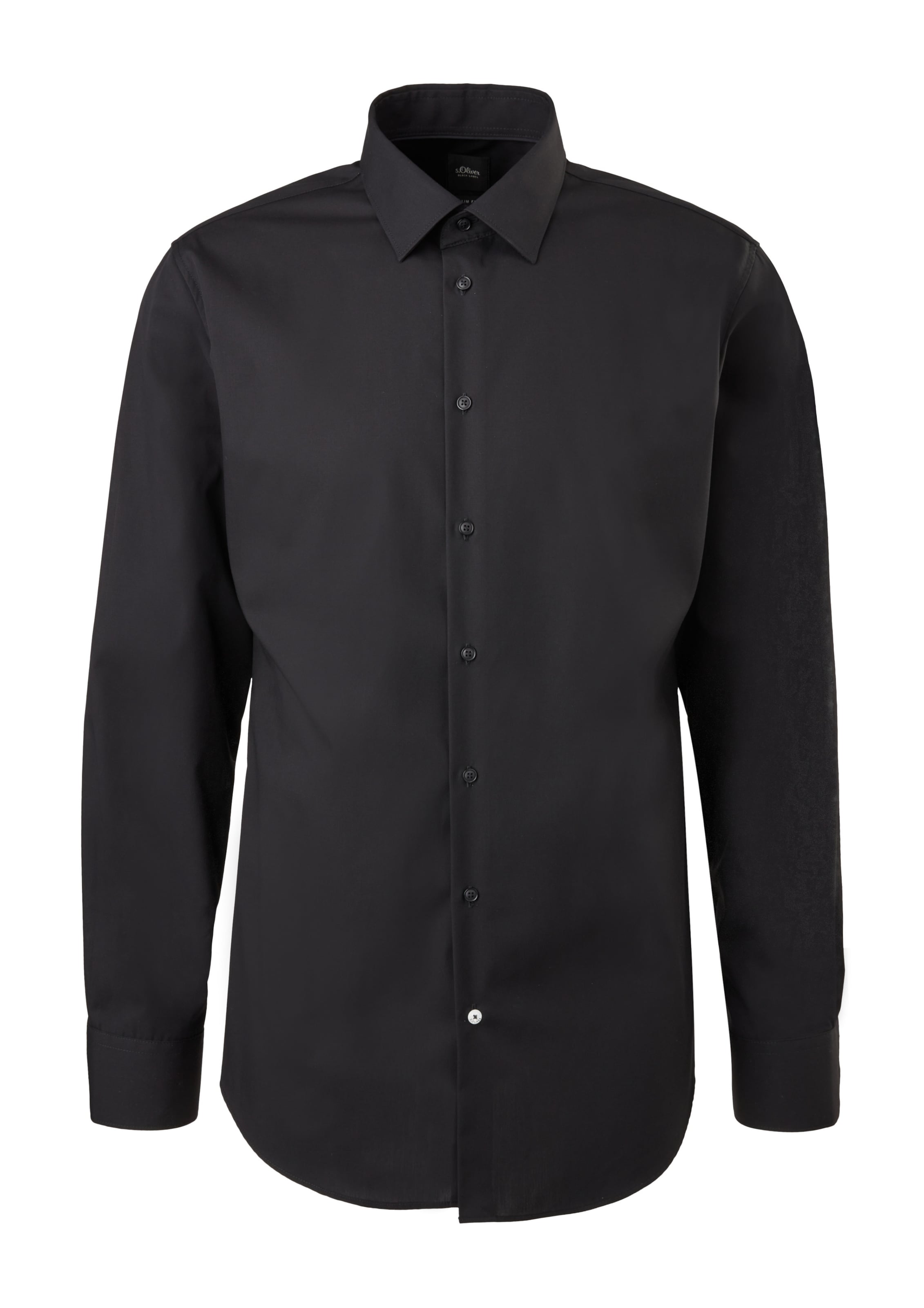 s.Oliver BLACK LABEL Slim Fit Hemd in Schwarz: Vorderseite