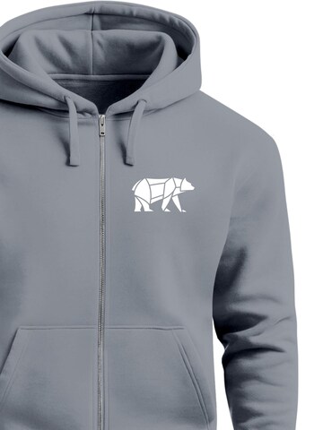 Neverless Sweatjacke 'Bär Lineart Polygon'‌‌‌‌‌‌‌ in Grau