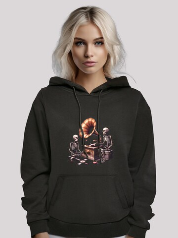 Sweat-shirt 'Gothic Skeleton Vintage Vinyl Plattenspieler' F4NT4STIC en noir : devant