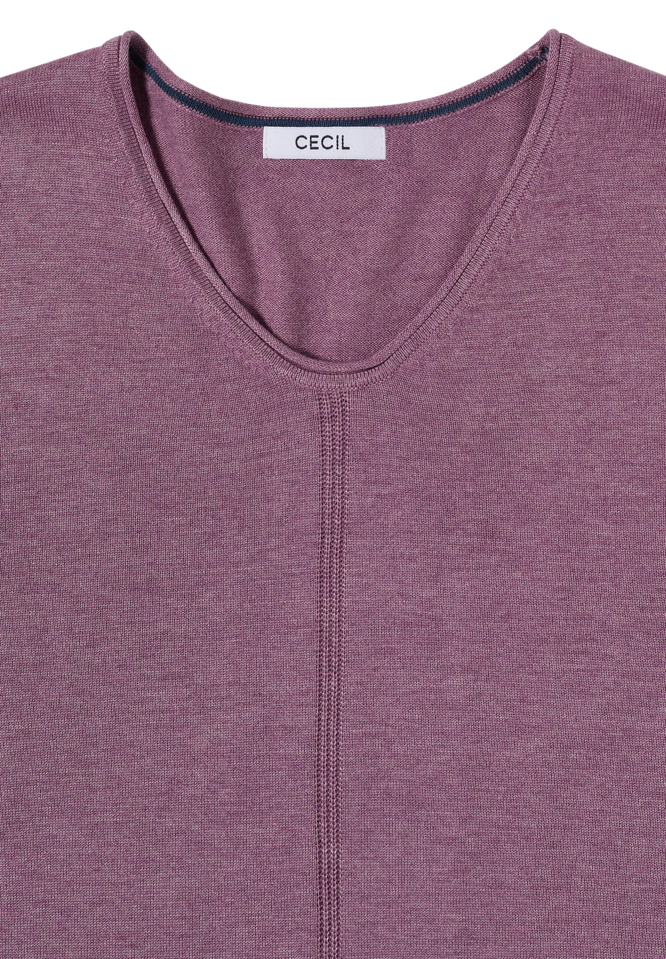 CECIL Basic Pullover mit V-Neck in Unifarbe in Lila