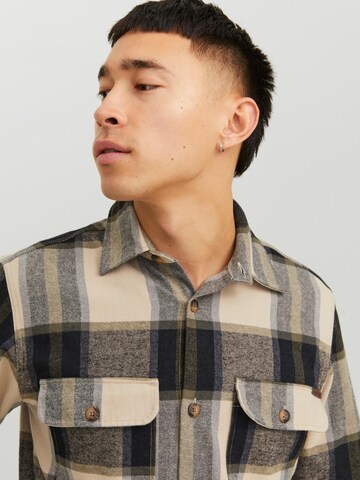 JACK & JONES Slim fit Button Up Shirt 'Darren' in Beige