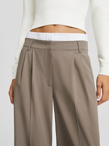 Bershka Wide Leg Hose in Braun