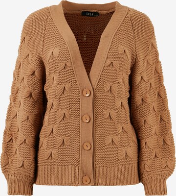 LELA Knit Cardigan in Brown: front