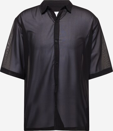 TOPMAN Comfort fit Button Up Shirt in Black: front