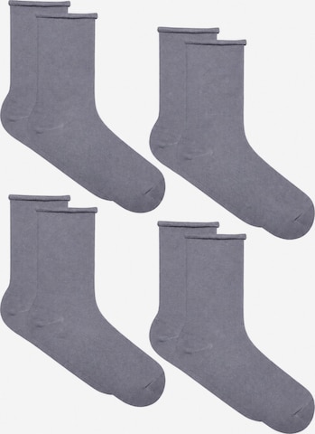 Albero Natur Socks 'Bio-Baumwoll-Socken mit Rollrand Unisex – 4er Pack' in Grey: front