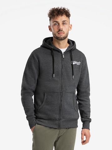 SPITZBUB Zip-Up Hoodie 'Uwe' in Grey: front