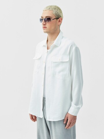 VAMOS CLO Comfort fit Button Up Shirt 'Oklahoma City' in White