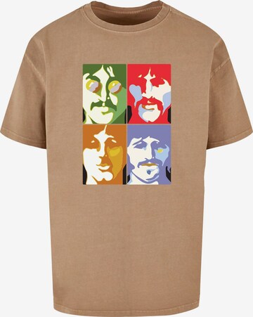 Merchcode T-Shirt 'Beatles - Color Heads' in Beige: predná strana