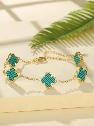 Pure Schmuck Armband 'Clover Green' in Gold