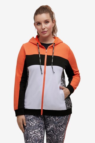 Ulla Popken Zip-Up Hoodie in Orange: front