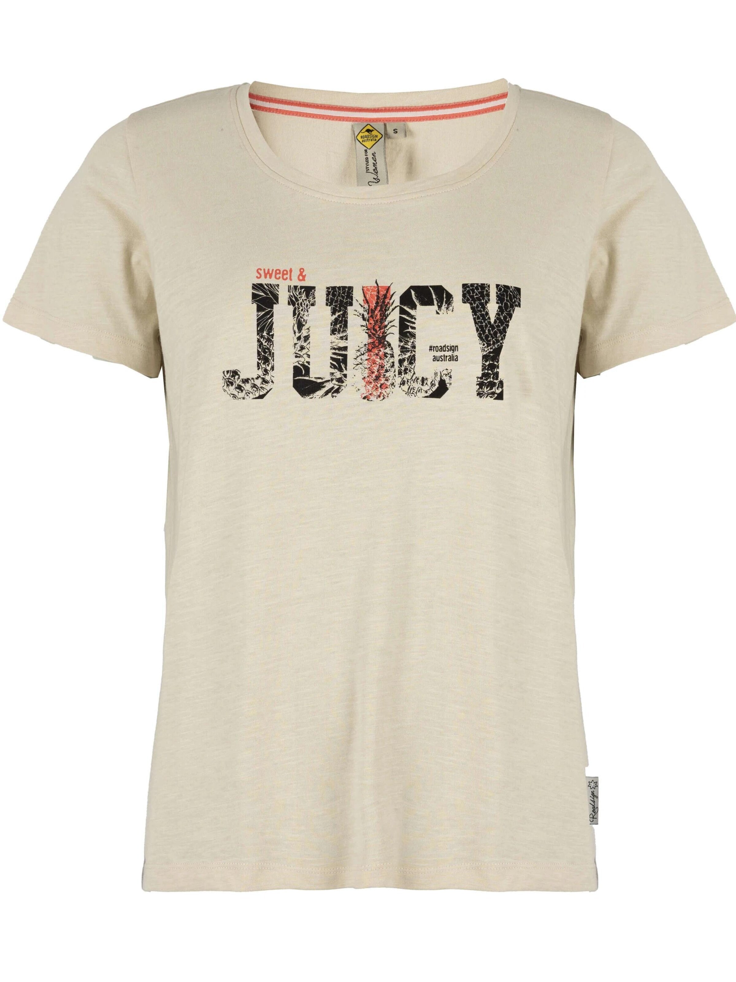 ROADSIGN australia Shirt 'T-Shirt Juicy Mood mit großem  Print, aus weicher Baumwolle, lässig kombinierbar' in S/Regular in Beige, Item view