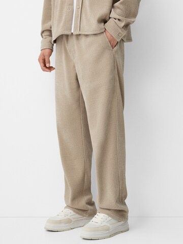 Bershka Wide Leg Housut värissä beige: etupuoli