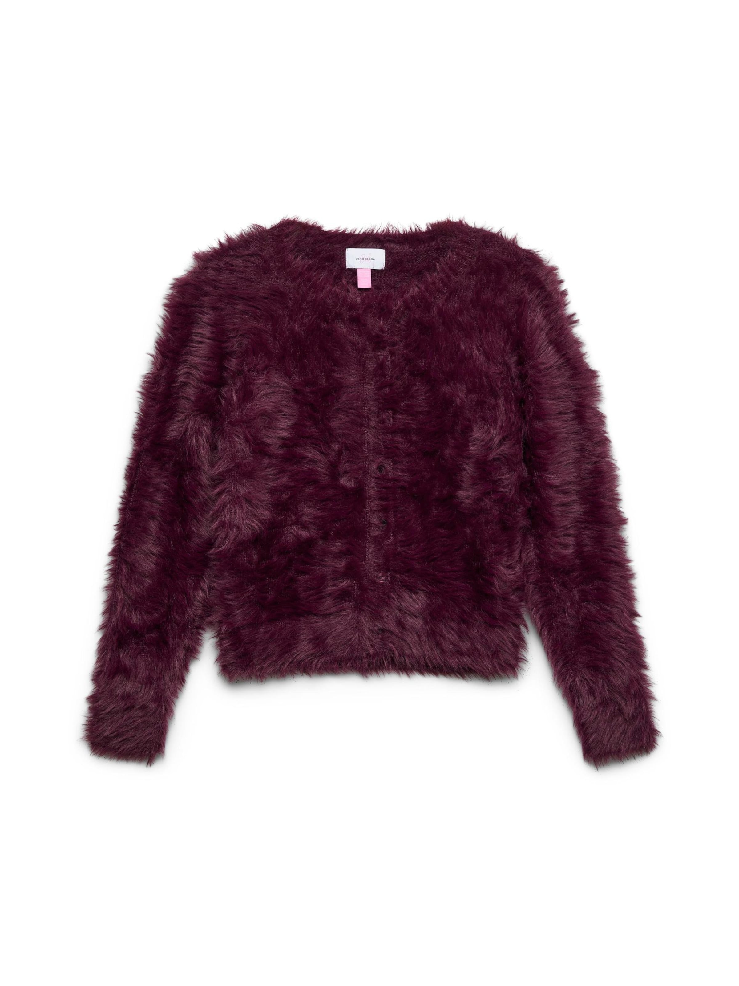Cardigan 'VMFLUFFY' Vero Moda Girl en rouge : devant