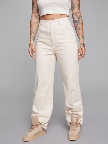 ABOUT YOU x Sharlota Flared Pants 'Mona' in Beige: front
