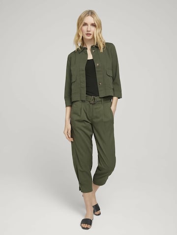 TOM TAILOR Loose fit Pleat-Front Pants in Green