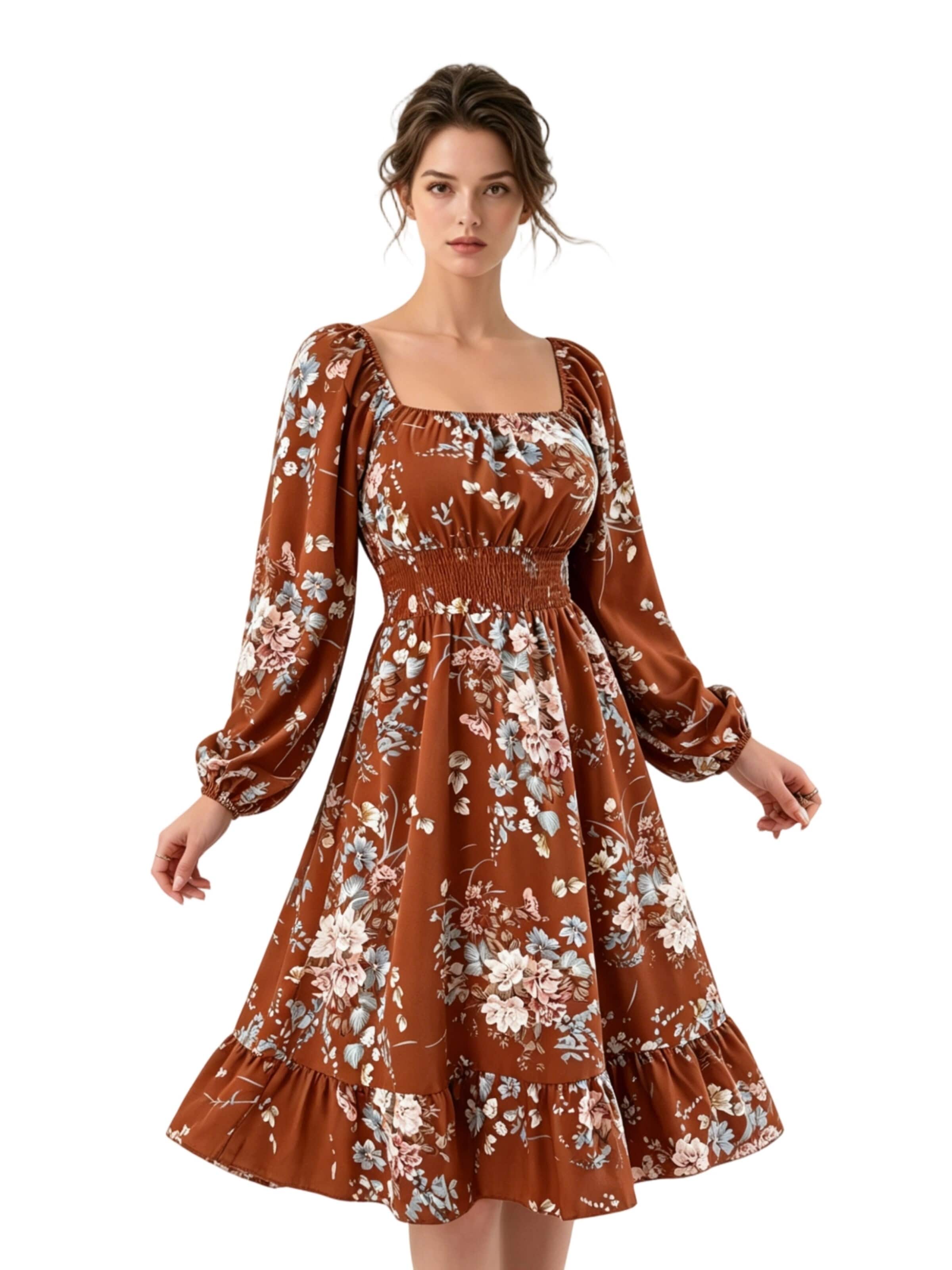 Yesfashion Sukienka w kolorze brązowy