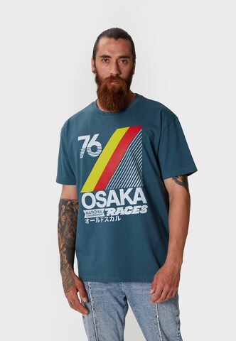 Oldskull Shirt 'Retro Japan City' in Green: front