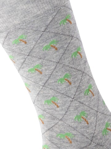 BURLINGTON Socks 'Palm Tree' in Grey