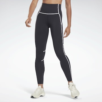 Skinny Pantaloni sport de la Reebok pe negru: față