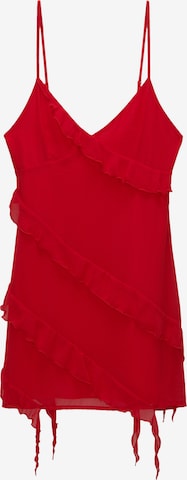 Pull&Bear Рокля за коктейл в червено: отпред