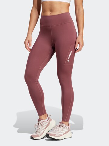 ADIDAS TERREX Skinny Fit Outdoor панталон в кафяво: отпред