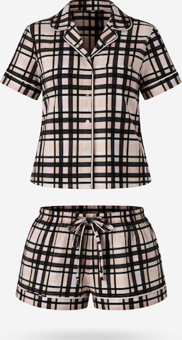 Shorty 'Leafletic Women’s Check Night Wear Short Set for Women' di LEAFLETIC in beige: frontale