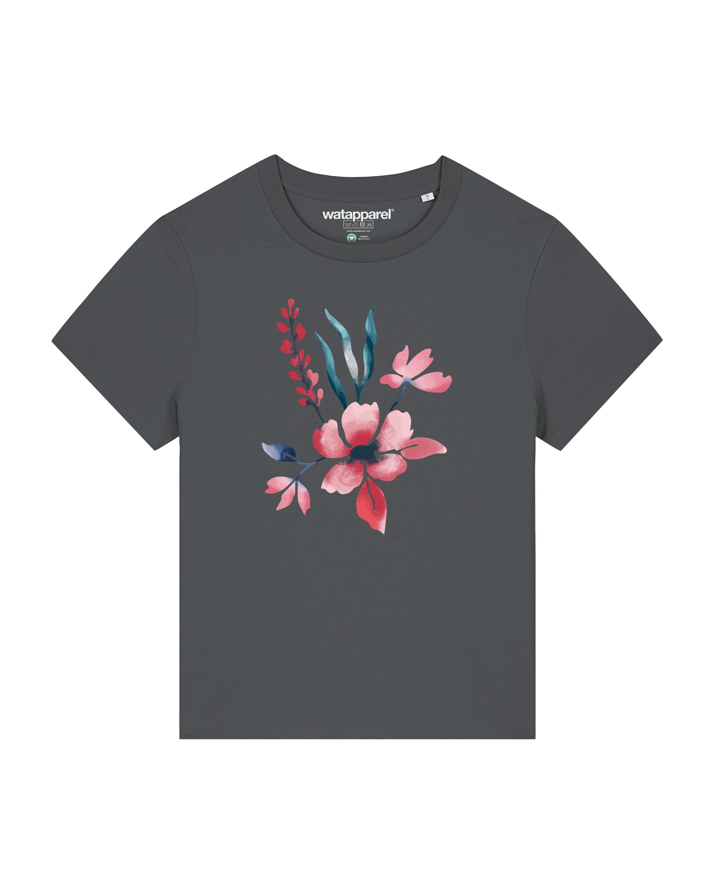 Watapparel Shirt 'Blume in Wasserfarbe 01' in Grijs: voorkant