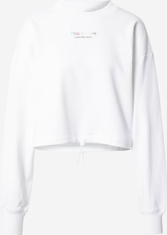 Calvin Klein Jeans Sweatshirt in Wit: voorkant