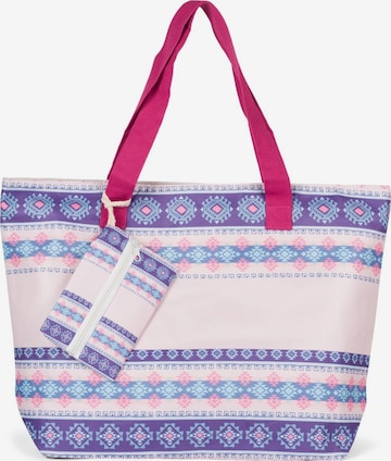 styleBREAKER Strandtasche 'Strandtasche Azteken Muster - Boho' in Pink: Vorderseite