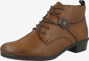 Rieker Lace-Up Ankle Boots in Brown: front