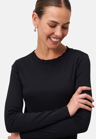 zero Jersey-Shirt mit Wellenkante in Schwarz