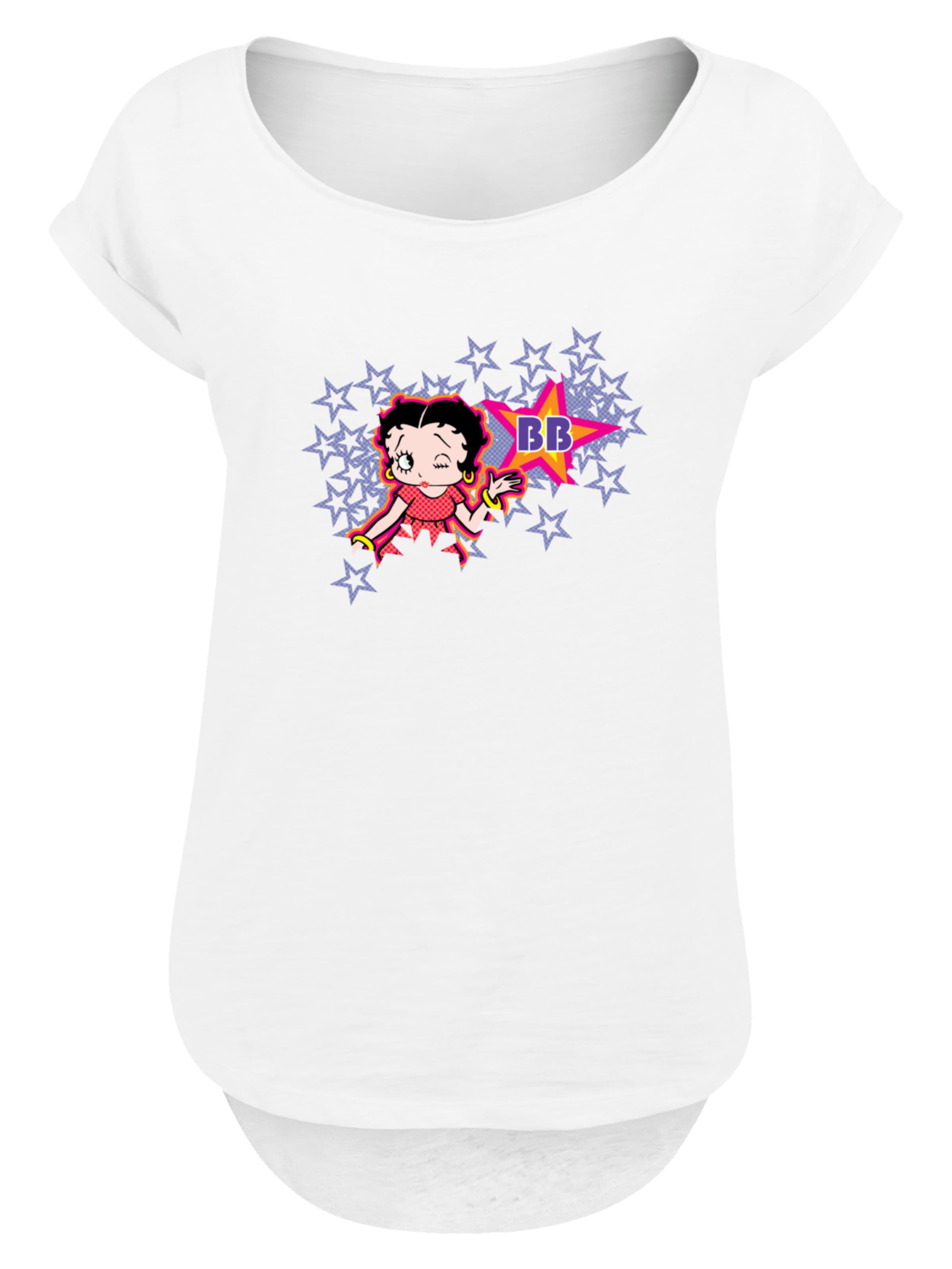 F4NT4STIC Shirt 'Betty Boop Purple Stars And Dots' in White: front