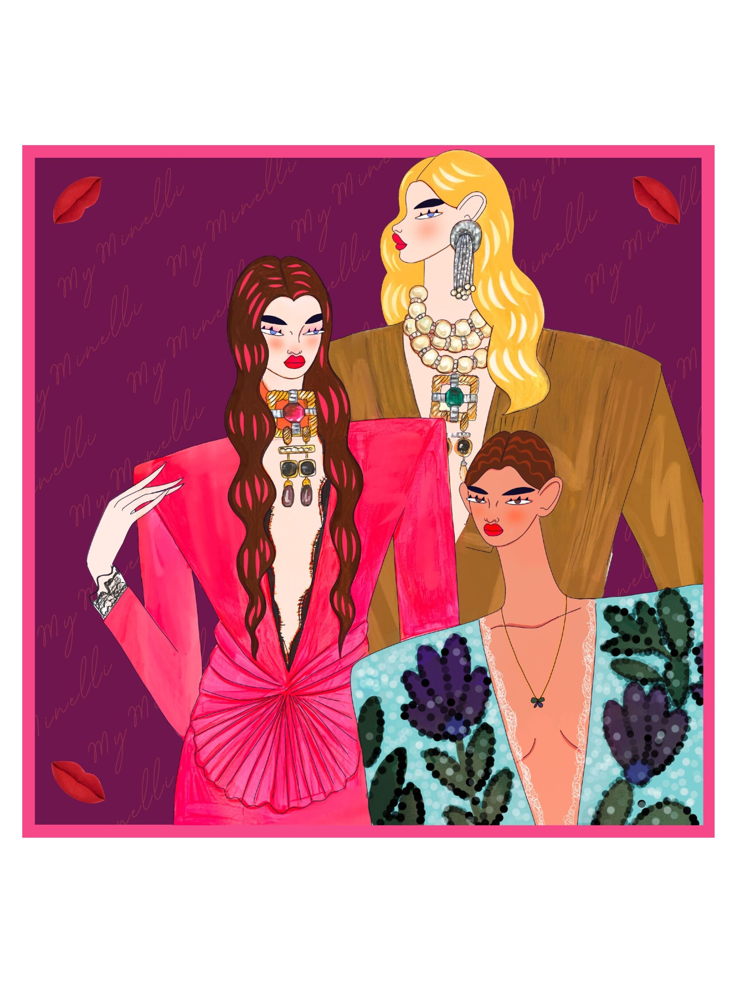 My Minelli Chusta 'ICON SILK SCARF' w kolorze mieszane kolory: przód