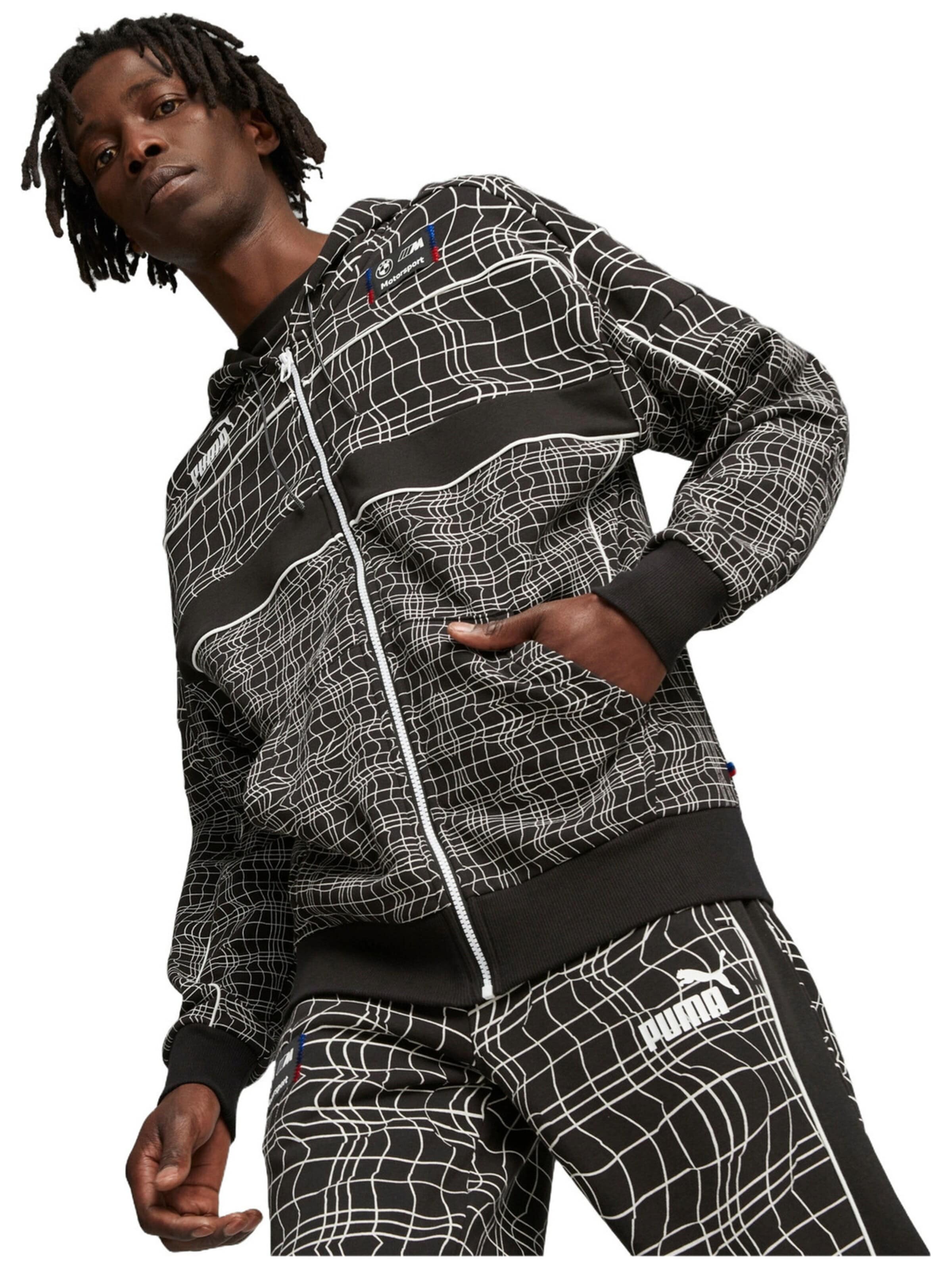 Giacca di felpa 'Puma Bmw Mms Camo Sds Hooded Sweat Jacket' di PUMA in nero: frontale