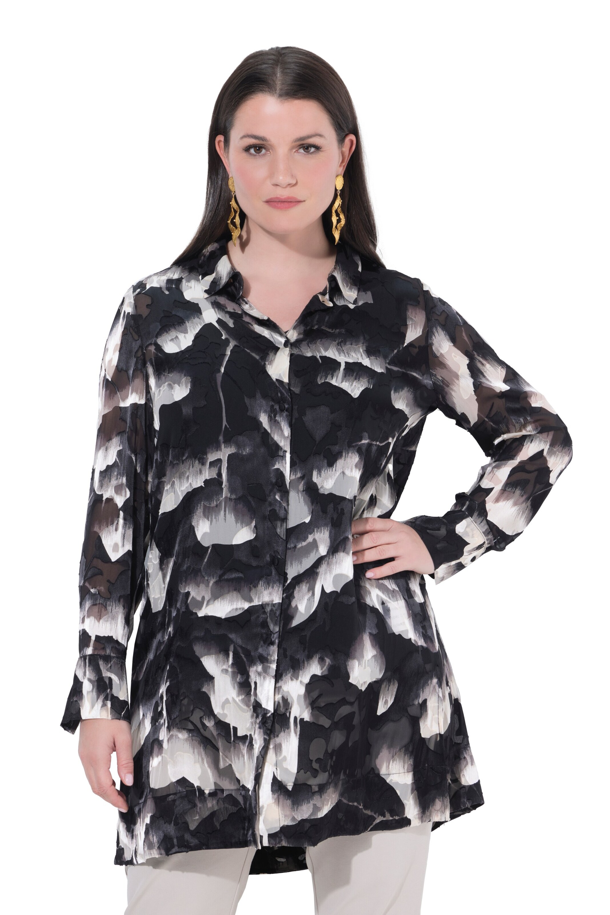 Ulla Popken Bluse in Schwarz: Vorderseite